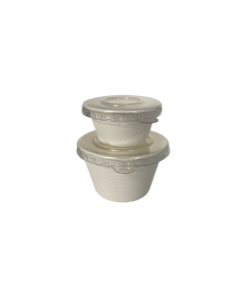 Bagasse White Sauce Pot & RPET Lid – 2oz (60ml)