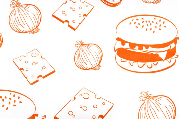 Orange Printed Greaseproof Burger Wrap Sheets