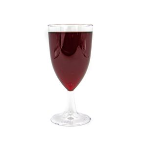 Plastic wine glass with wine inside